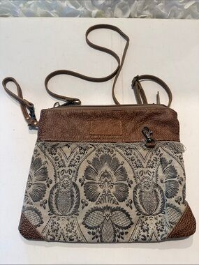 Myra Bag Brown and Black Floral Jacquard Crossbody